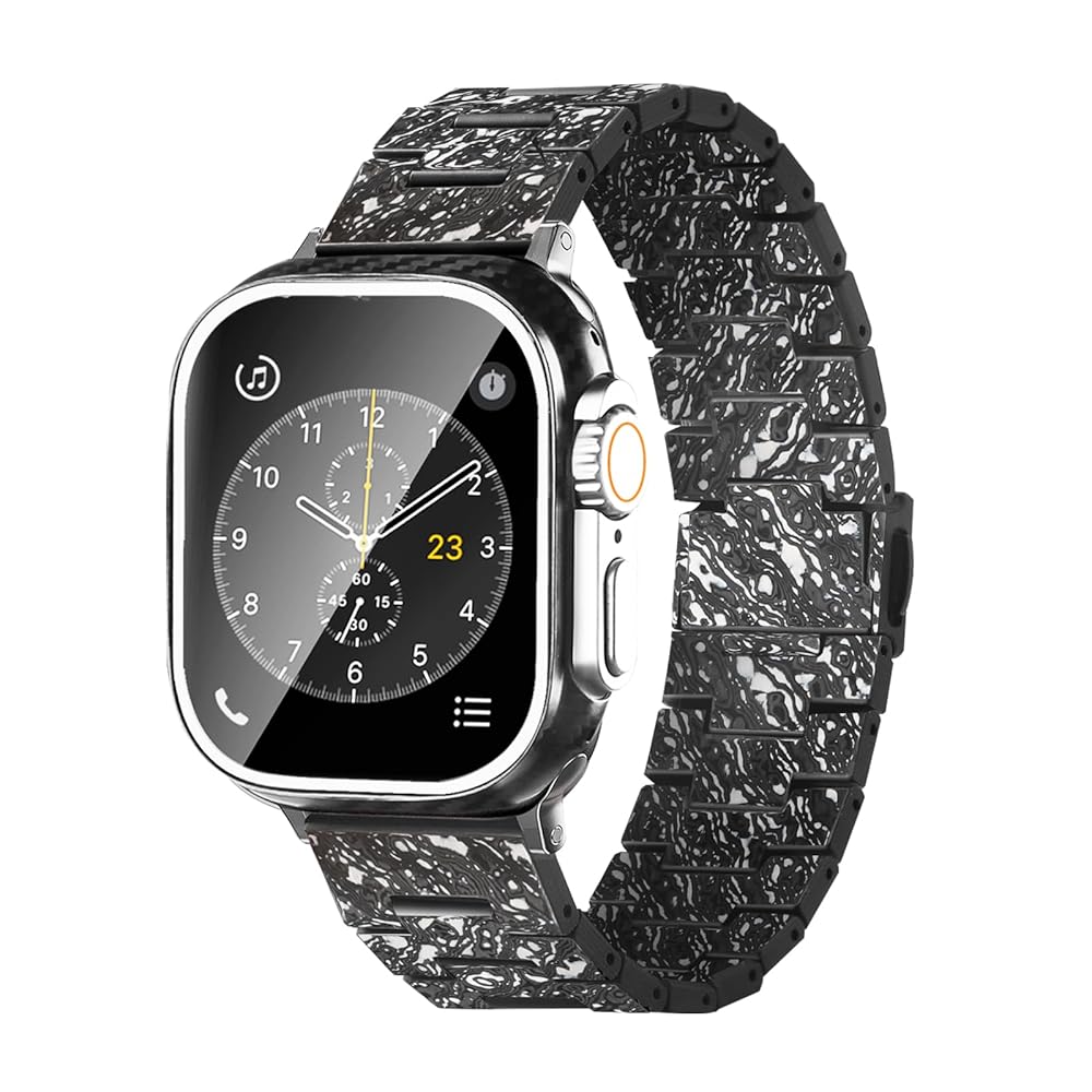Apple Wachi Ultra 49mm カーボン仕様バンド apple watch アップルウォッチ ステンレス ケース バンド ラバー